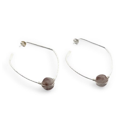 Evangeline Shield Earrings Silver (Purple)